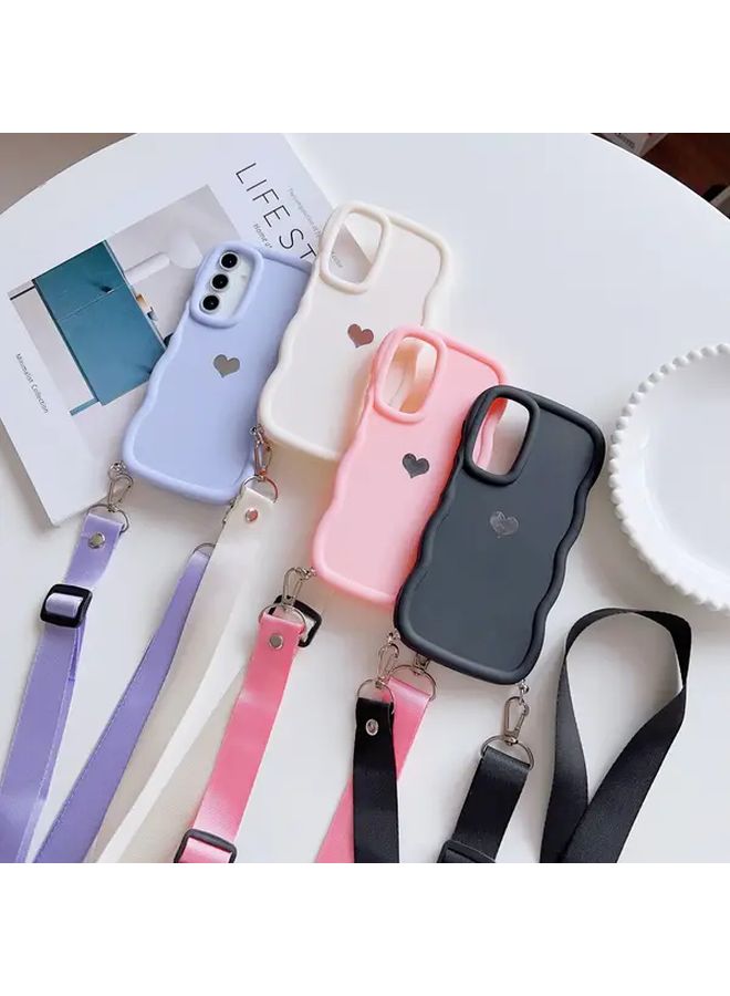 Purple Heart Macaron Candy Phone Case With Strap For Samsung Galaxy A15 5G - Image 1